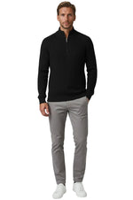 Men's Half-Zip Sweater with Collar – Black