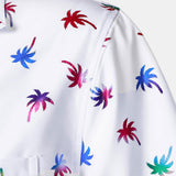 Short-Sleeve Cuban Collar Shirt with Colorful Tropical Print