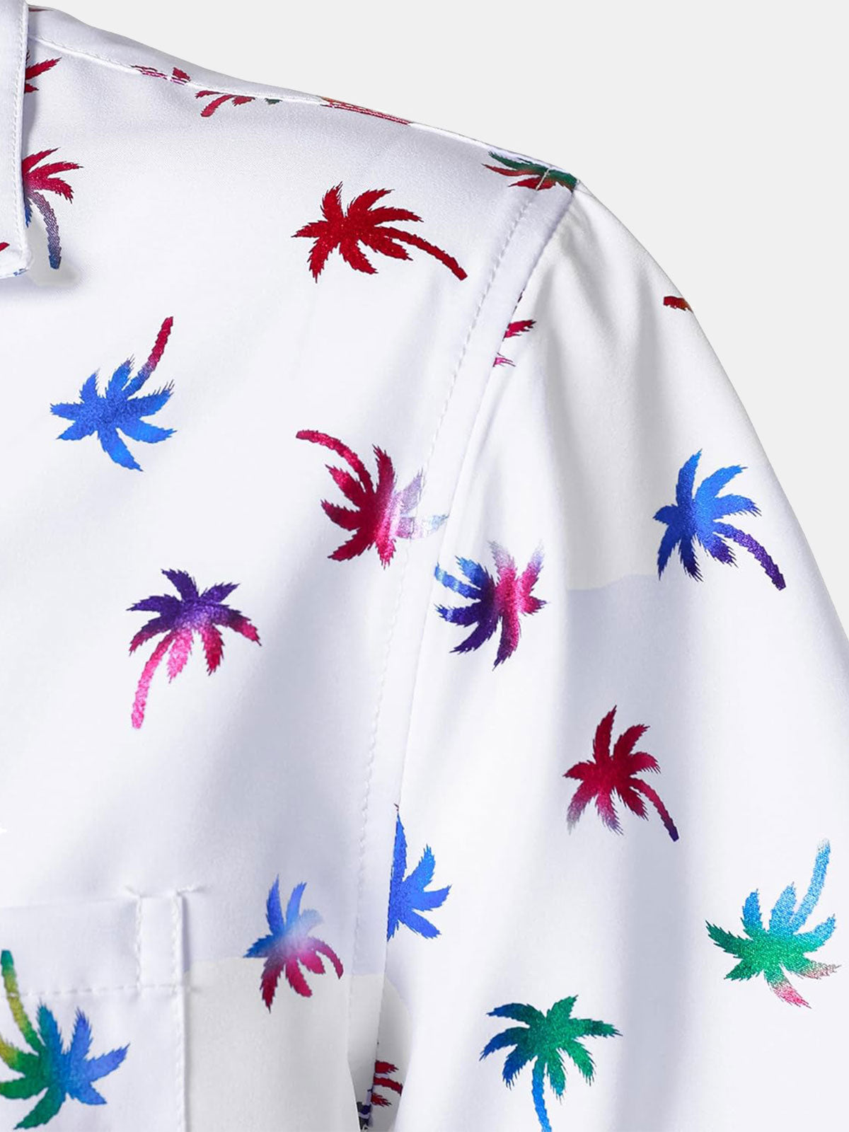 Short-Sleeve Cuban Collar Shirt with Colorful Tropical Print