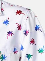Short-Sleeve Cuban Collar Shirt with Colorful Tropical Print