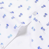 Short-Sleeve Cuban Collar Shirt with Blue Pineapple Print