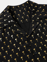 Short-Sleeve Cuban Collar Golden Palm Tree Shirt