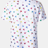 Short-Sleeve Cuban Collar Shirt with Colorful Tropical Print
