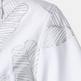 Short-Sleeve Cuban Collar Shirt with Tropical Leaf Pattern