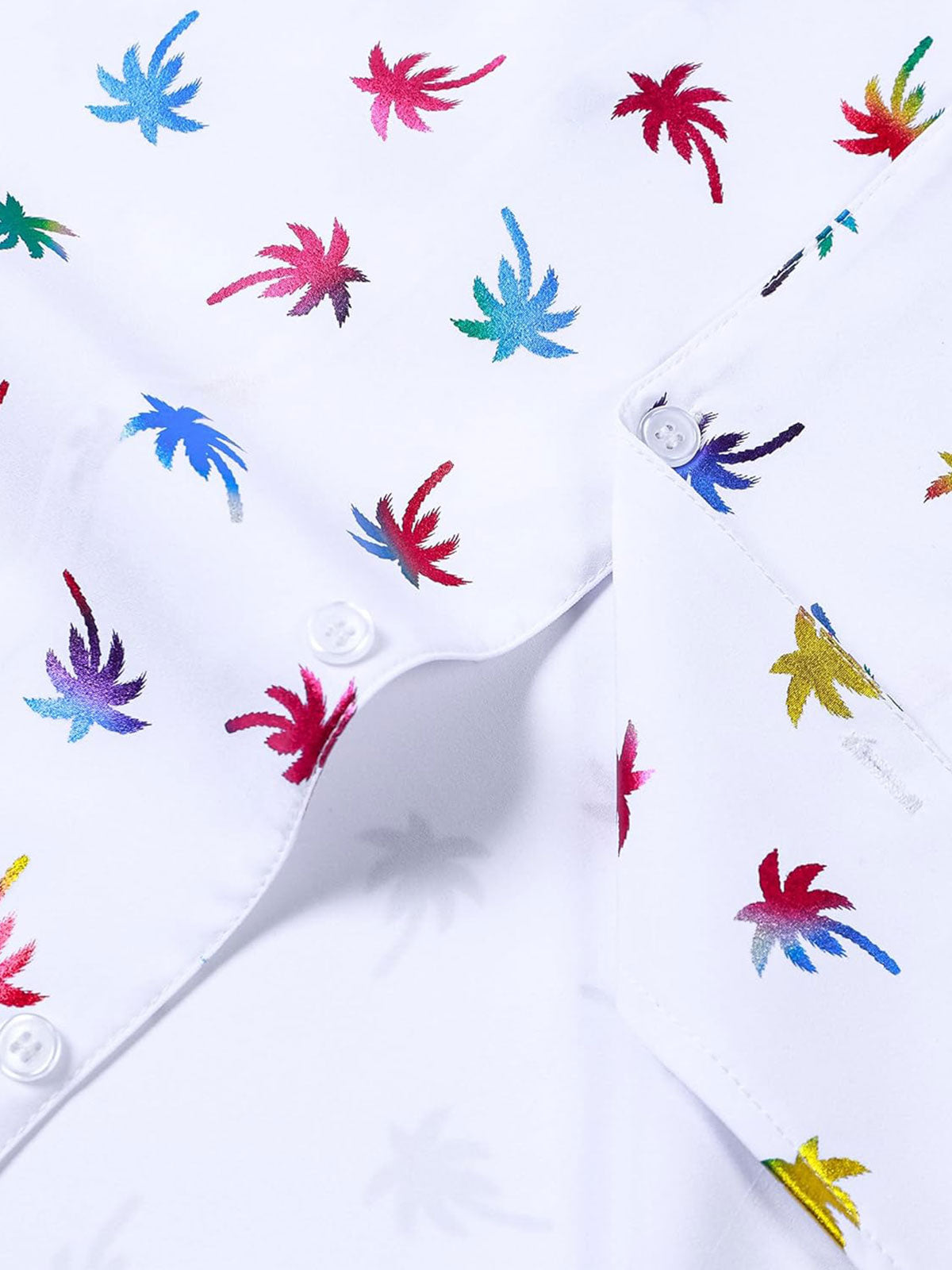 Short-Sleeve Cuban Collar Shirt with Colorful Tropical Print