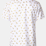 Short-Sleeve Cuban Collar Shirt with Pineapple Print
