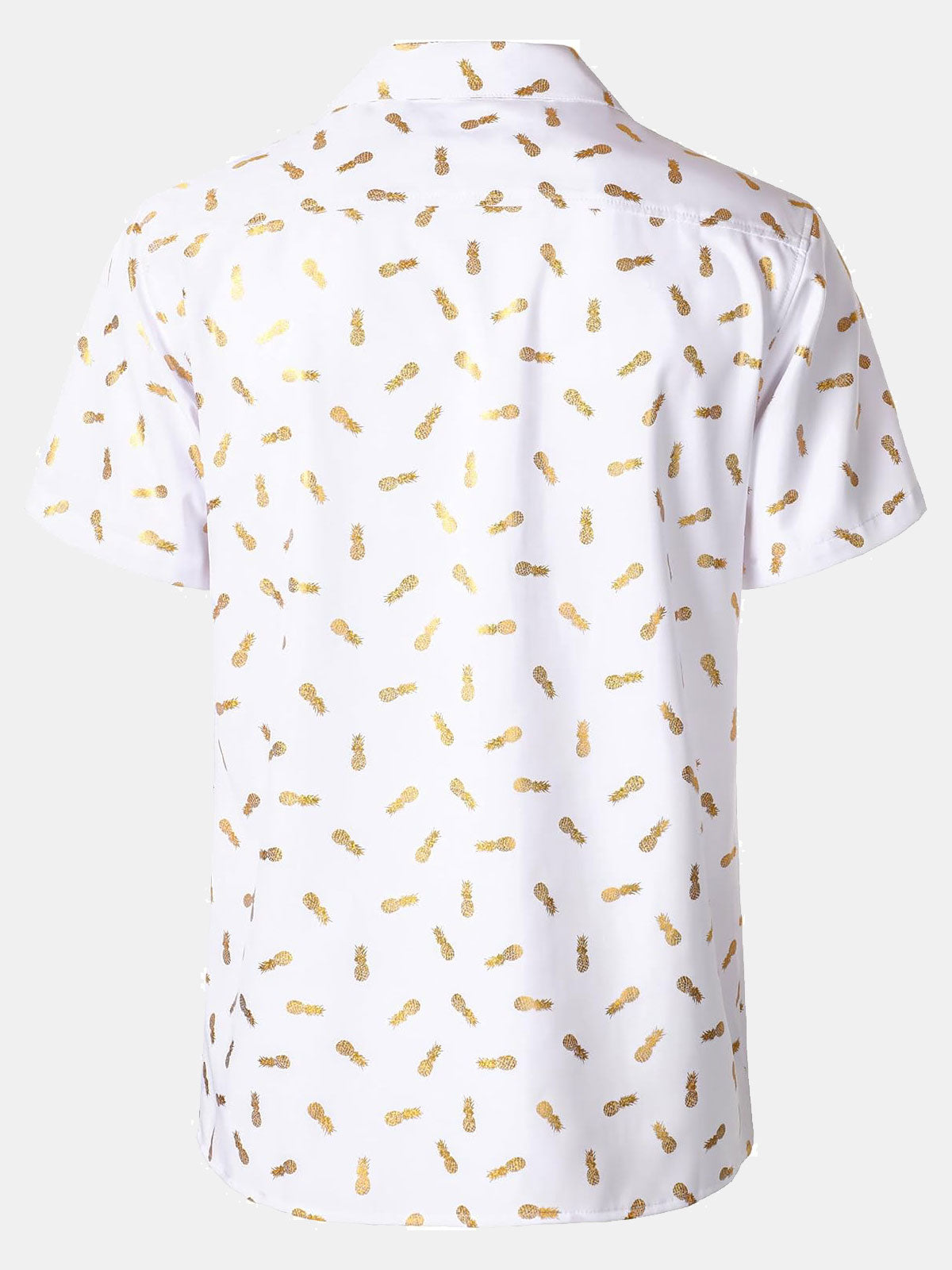 Short-Sleeve Cuban Collar Shirt with Pineapple Print