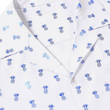 Short-Sleeve Cuban Collar Shirt with Blue Pineapple Print