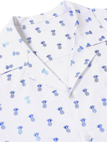 Short-Sleeve Cuban Collar Shirt with Blue Pineapple Print