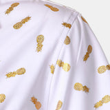 Short-Sleeve Cuban Collar Shirt with Pineapple Print