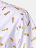 Short-Sleeve Cuban Collar Shirt with Pineapple Print