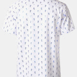 Short-Sleeve Cuban Collar Shirt with Blue Pineapple Print