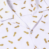 Short-Sleeve Cuban Collar Shirt with Pineapple Print