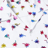 Short-Sleeve Cuban Collar Shirt with Colorful Tropical Print