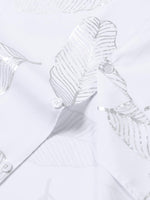 Short-Sleeve Cuban Collar Shirt with Tropical Leaf Pattern