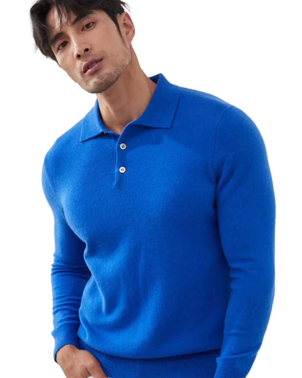 Ponza Cashmere Polo Sweater Blue