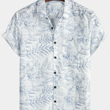 White Hawaiian Short Sleeve Shirt with Retro Floral Print