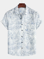 White Hawaiian Short Sleeve Shirt with Retro Floral Print