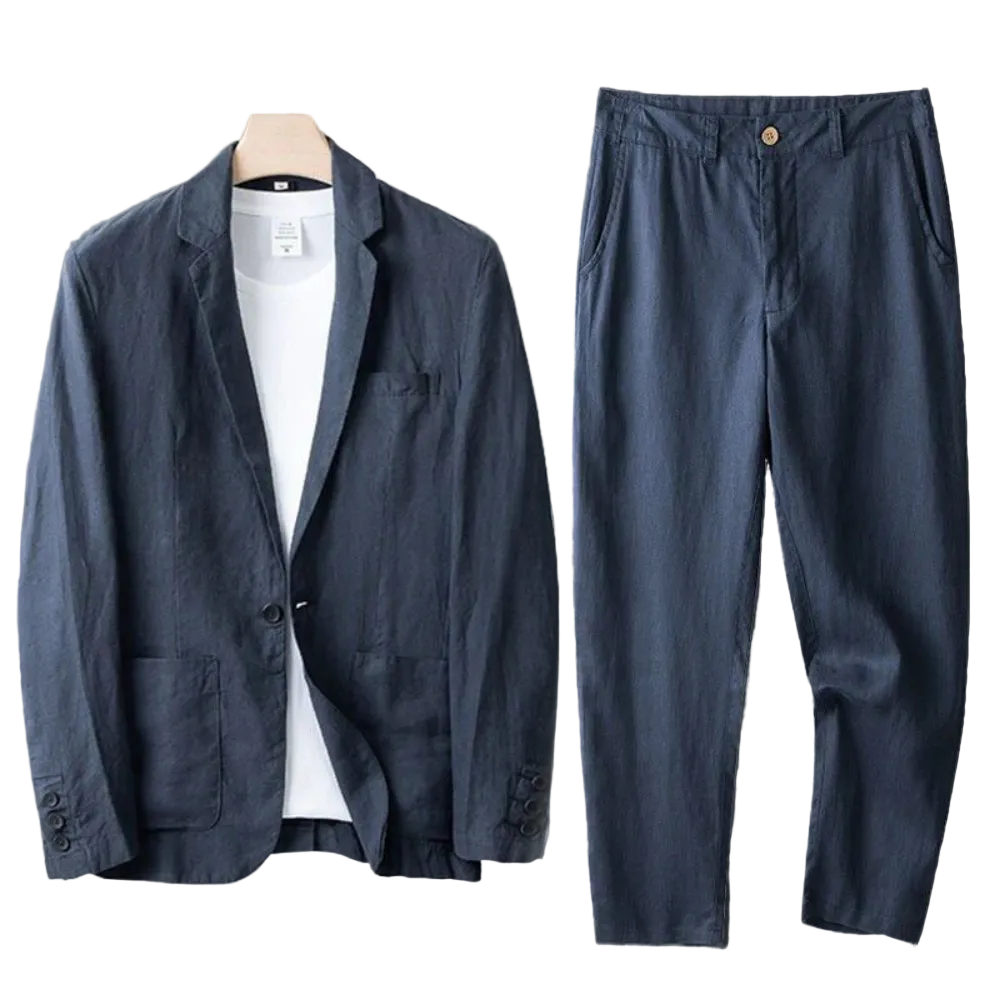 Mariusz - Elegant Linen Set Navy