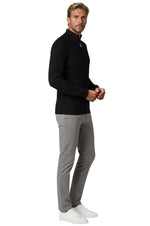 Men's Half-Zip Sweater with Collar – Black