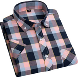 Cotton Checkered Shirt with Short Sleeves