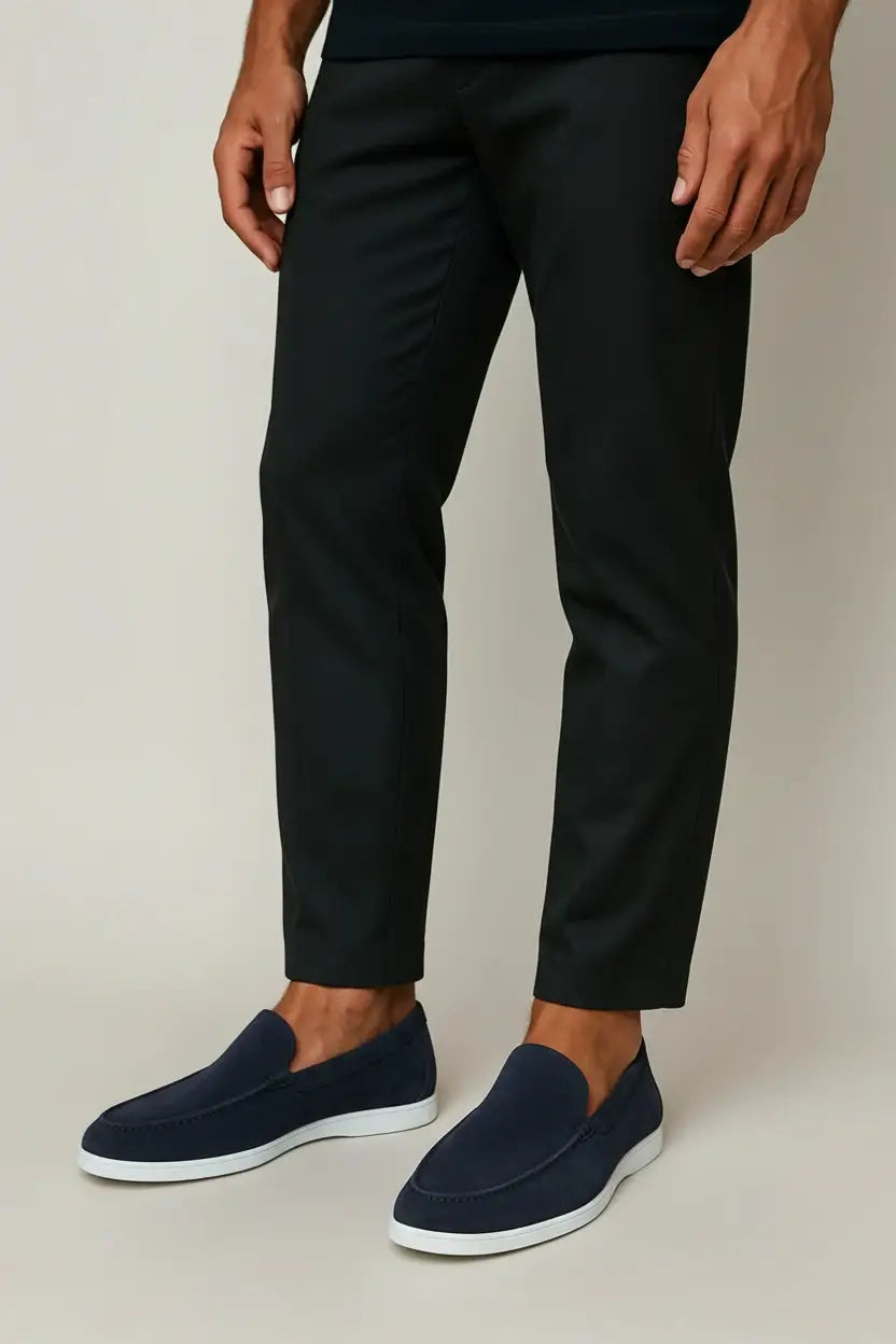 Elegant Loafers Navy Blue, photo studio
