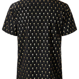 Short-Sleeve Cuban Collar Golden Palm Tree Shirt