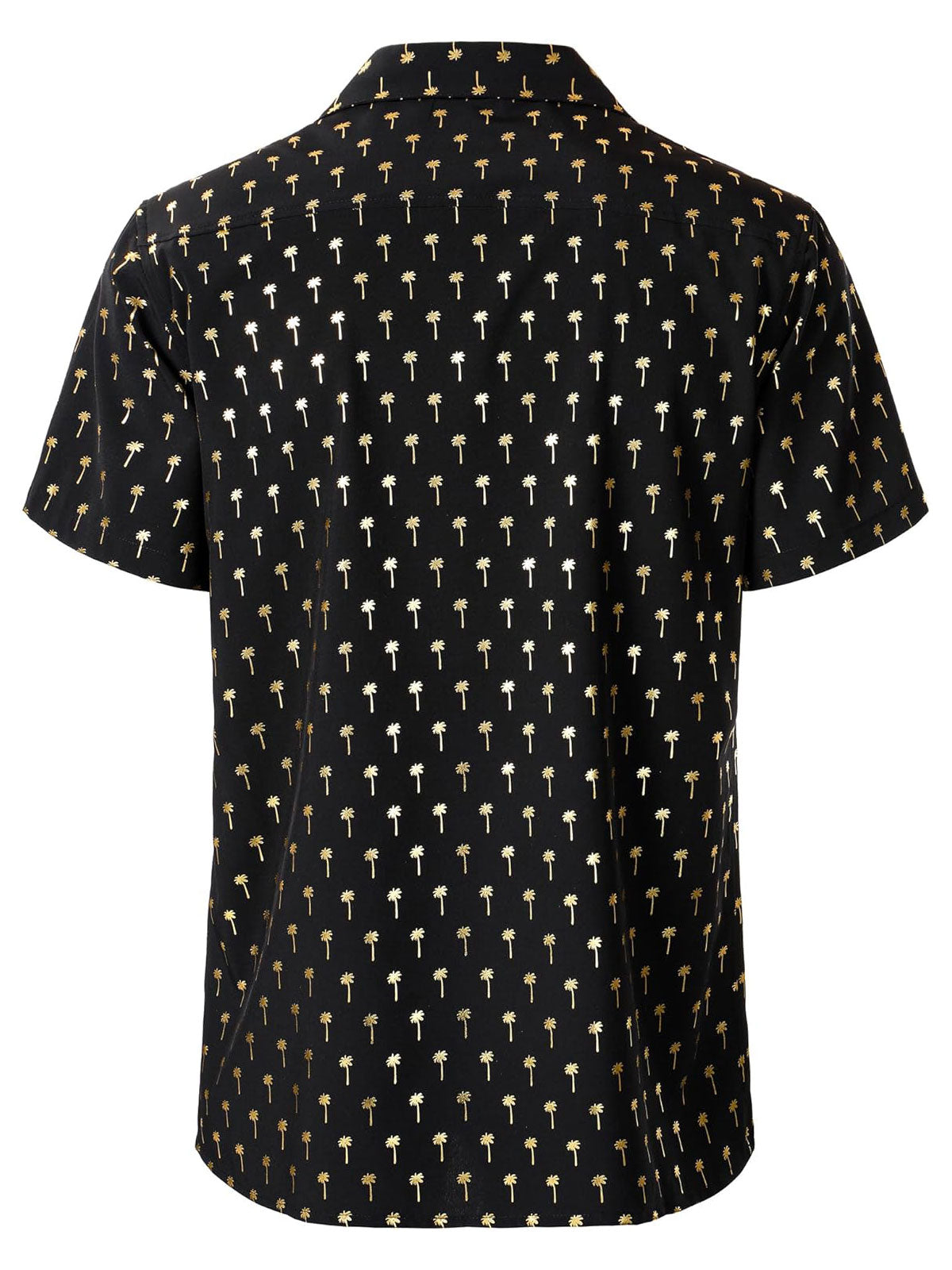 Short-Sleeve Cuban Collar Golden Palm Tree Shirt