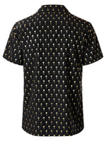 Short-Sleeve Cuban Collar Golden Palm Tree Shirt