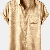 Short-Sleeve Shirt with Pockets and Floral Jacquard