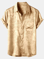 Short-Sleeve Shirt with Pockets and Floral Jacquard