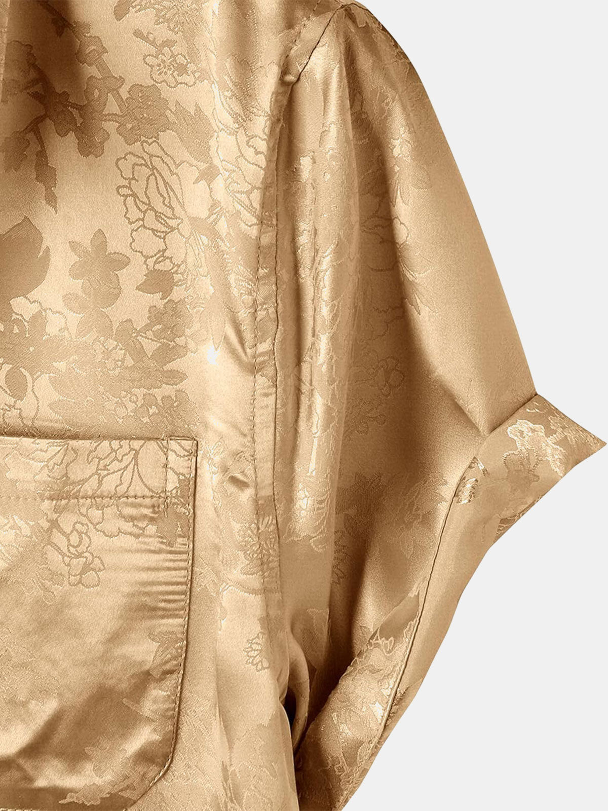 Short-Sleeve Shirt with Pockets and Floral Jacquard