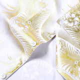 Short-Sleeve Cuban Collar Shirt with Golden Floral Print