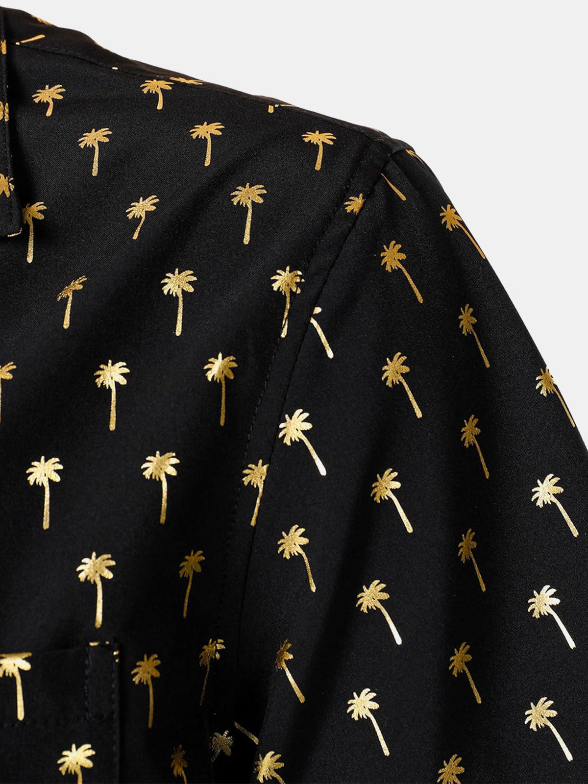 Short-Sleeve Cuban Collar Golden Palm Tree Shirt