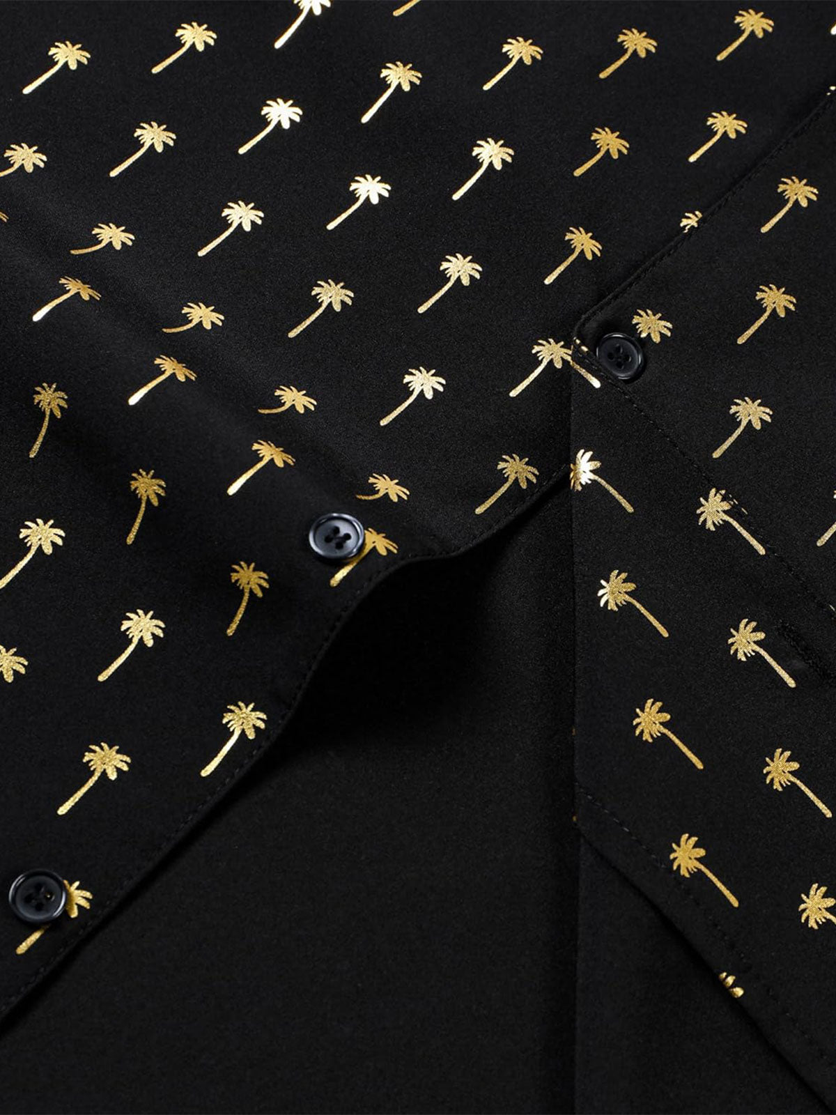 Short-Sleeve Cuban Collar Golden Palm Tree Shirt