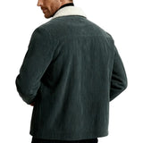 Men's Velvet Jacket with Sherpa Collar and Snaps - Dark Graphite