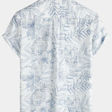 White Hawaiian Short Sleeve Shirt with Retro Floral Print