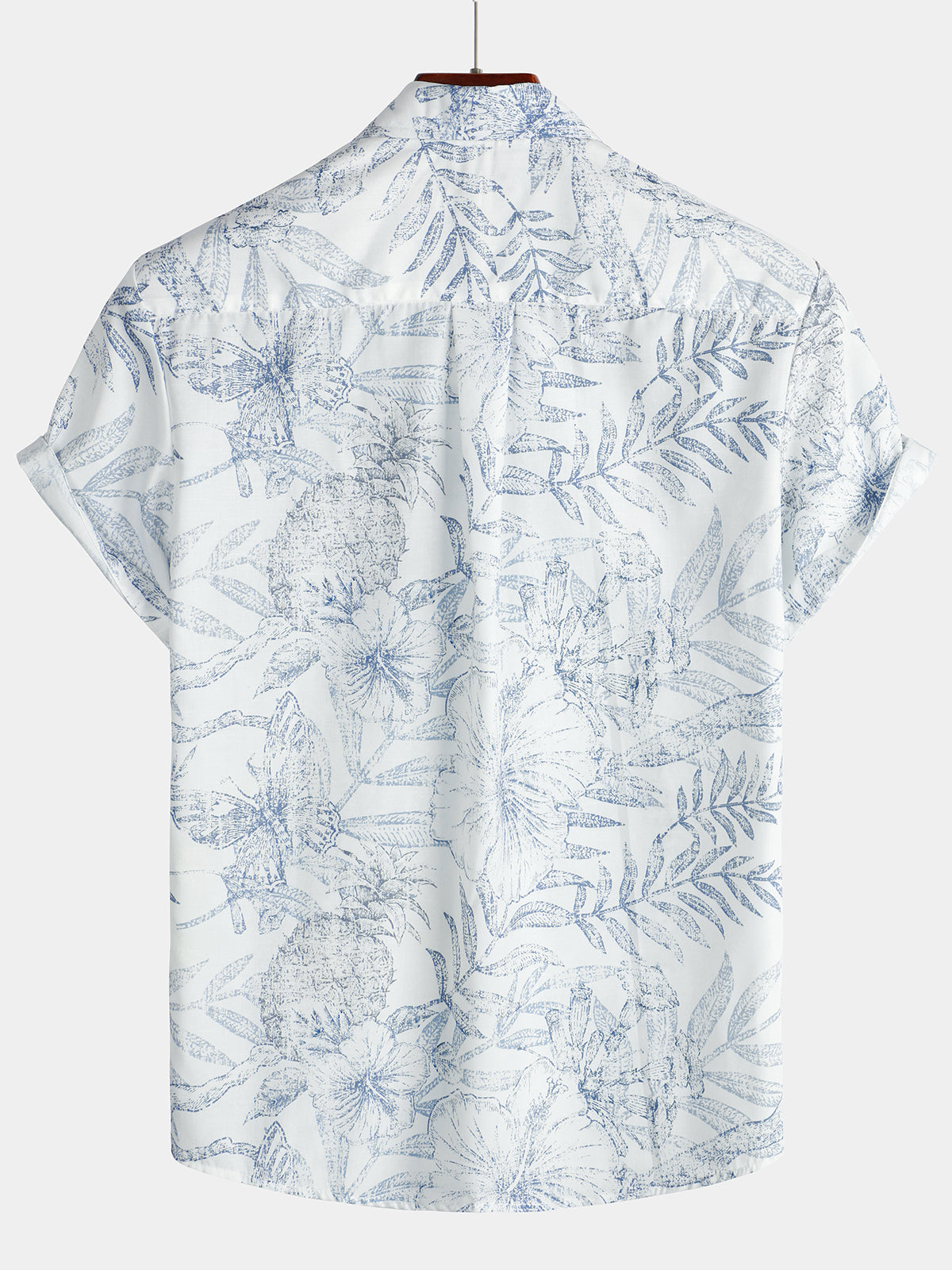 White Hawaiian Short Sleeve Shirt with Retro Floral Print