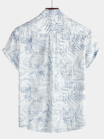 White Hawaiian Short Sleeve Shirt with Retro Floral Print