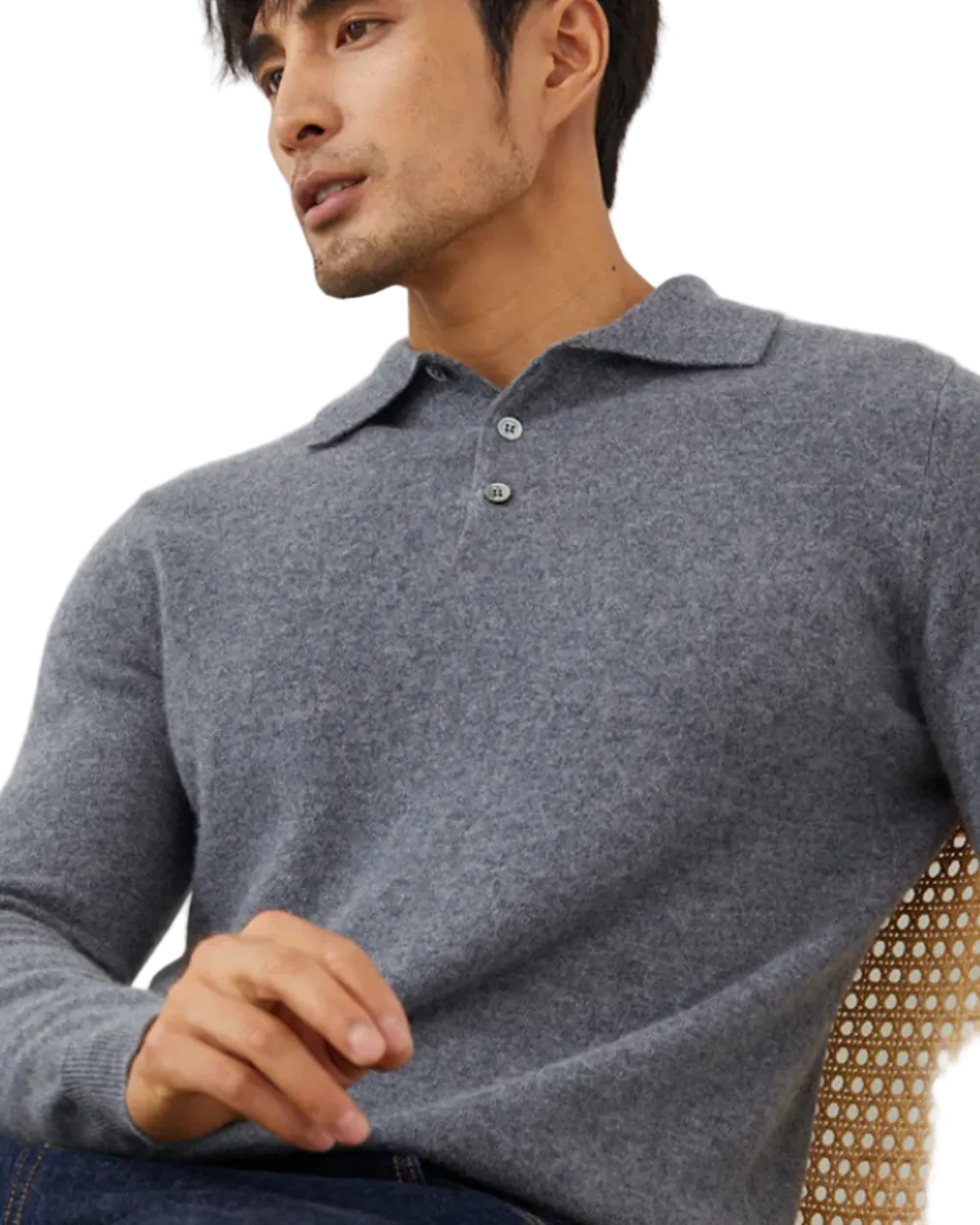 Ponza Cashmere Polo Sweater Gray