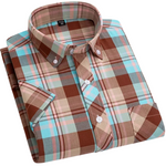 Cotton Checkered Shirt with Short Sleeves