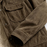 Men's Velvet Jacket with Sherpa Collar and Snaps - Coffee Brown