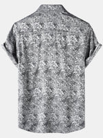 Jacquard Short-Sleeve Shirt with Floral Print
