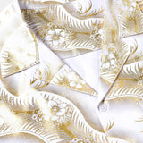 Short-Sleeve Cuban Collar Shirt with Golden Floral Print