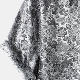 Jacquard Short-Sleeve Shirt with Floral Print