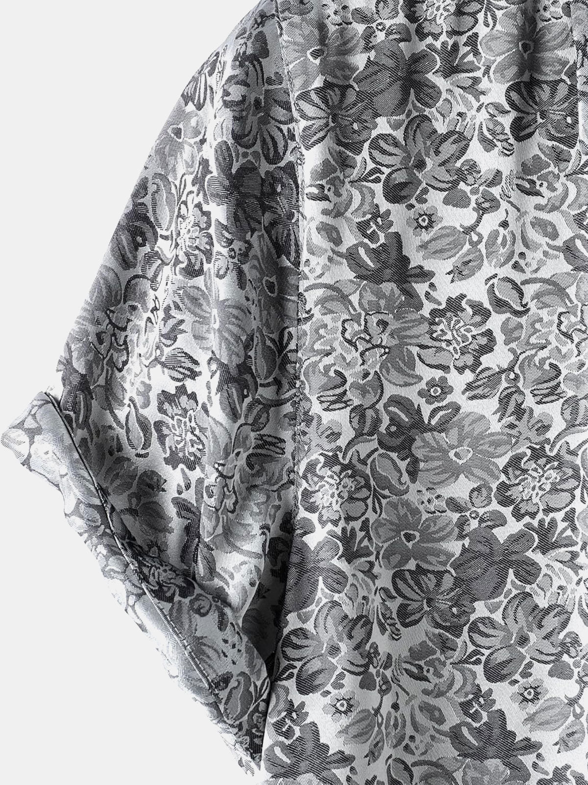 Jacquard Short-Sleeve Shirt with Floral Print
