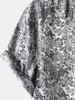 Jacquard Short-Sleeve Shirt with Floral Print