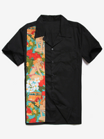 Vintage Summer Bowling Beach Pocket Short-Sleeve Shirt