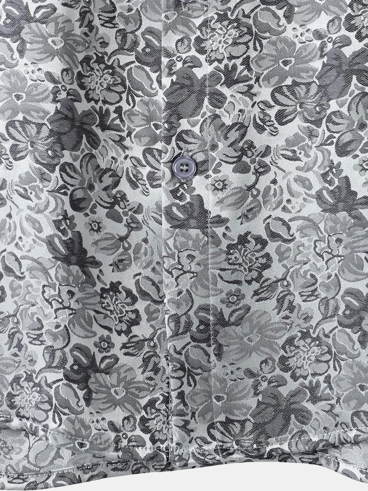 Jacquard Short-Sleeve Shirt with Floral Print