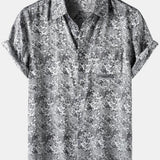 Jacquard Short-Sleeve Shirt with Floral Print